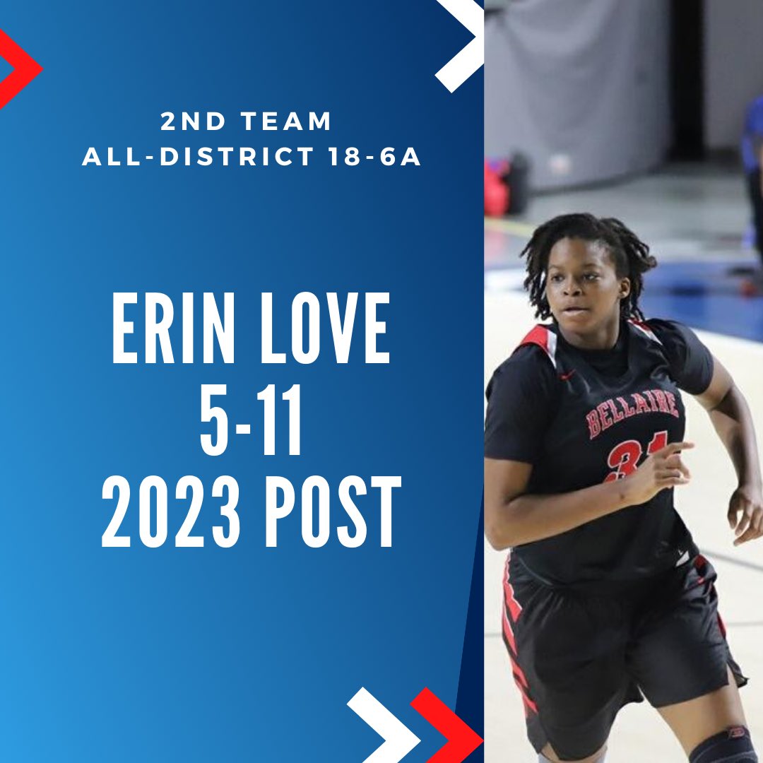 Congratulations to 2023 <a href="/ErinLove_2023/">Erin Love</a> on her 2nd Team All-District nomination.  More work to do and goals to achieve.  All ⛽️ this summer
<a href="/bellairegirlsbb/">@BellaireGirlsBB</a>