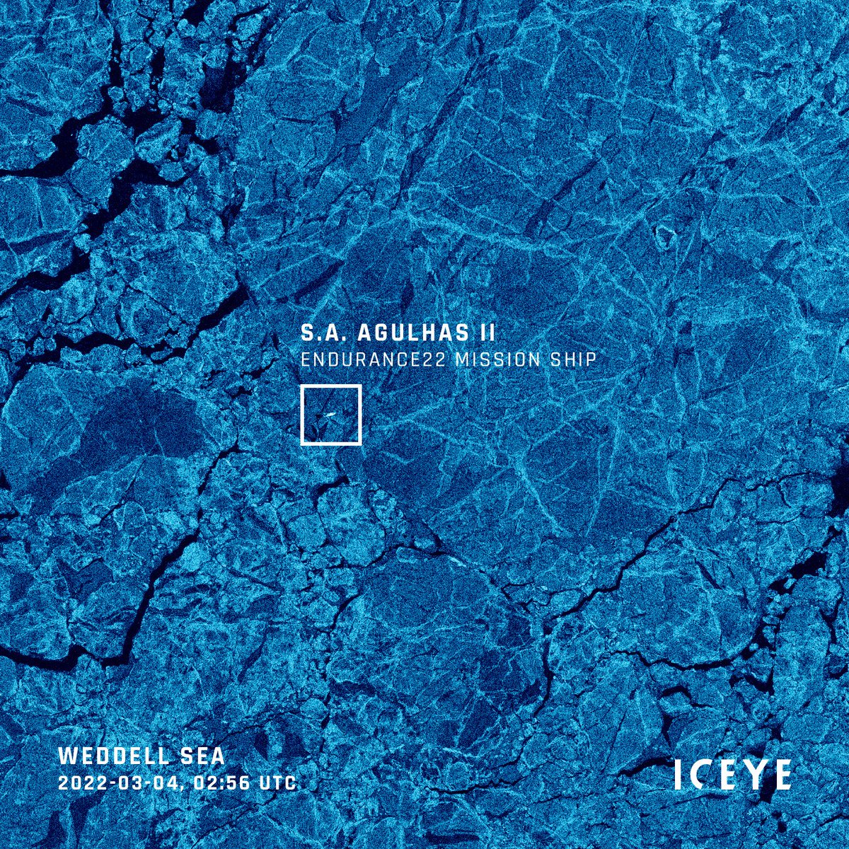 iceye_global's tweet photo. With only 1 cloud-free day in 3 weeks, #SAR data was crucial for the @Endurance_22 work. It helped avoid heavy ice even when it was dark &amp; snowing, serving as a map for navigation.

Here is one of the SAR images the mission used to navigate the difficult sea and ice conditions. https://t.co/mHAfPPFNO3