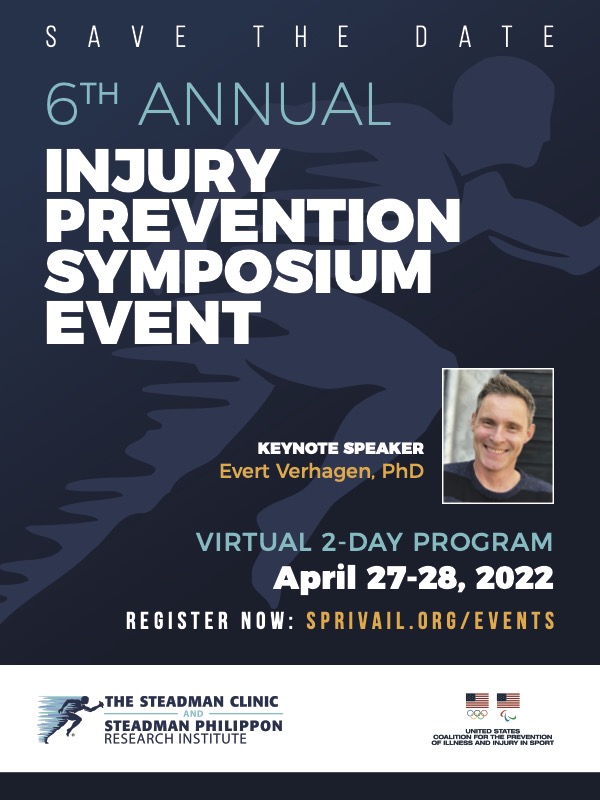 SPRIVail's tweet photo. SAVE THE DATE for the sixth annual virtual Injury Prevention Symposium on April 27-28, 2022. Our list of speakers and special guests is growing. You won't want to miss it!
For more details and to register: https://t.co/cX23gpIfrX
@SPRIVail #OrthoTwitter #KeepingPeopleActive https://t.co/2UDxOB8PNc
