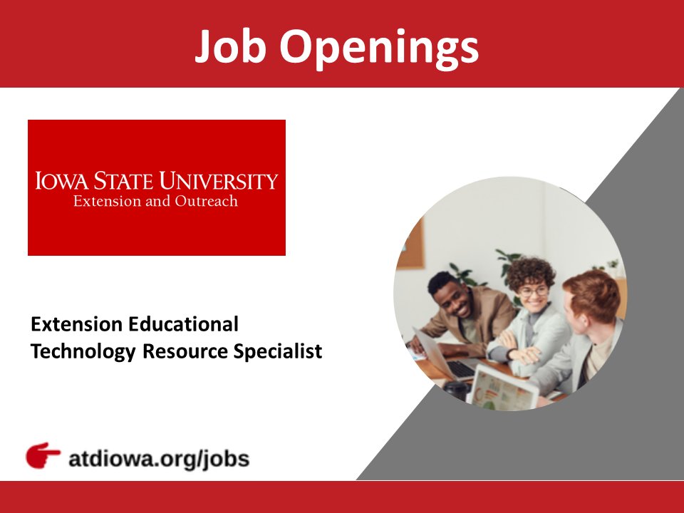 ATDCentralIowa's tweet photo. 🔥 HOT JOB ALERT 🔥
Iowa Statue University Extension and Outreach is hiring a Extension Educational Technology Resource Specialist! Head over to https://t.co/hkz0XQvFhN for more information https://t.co/NLsn2nVpaG