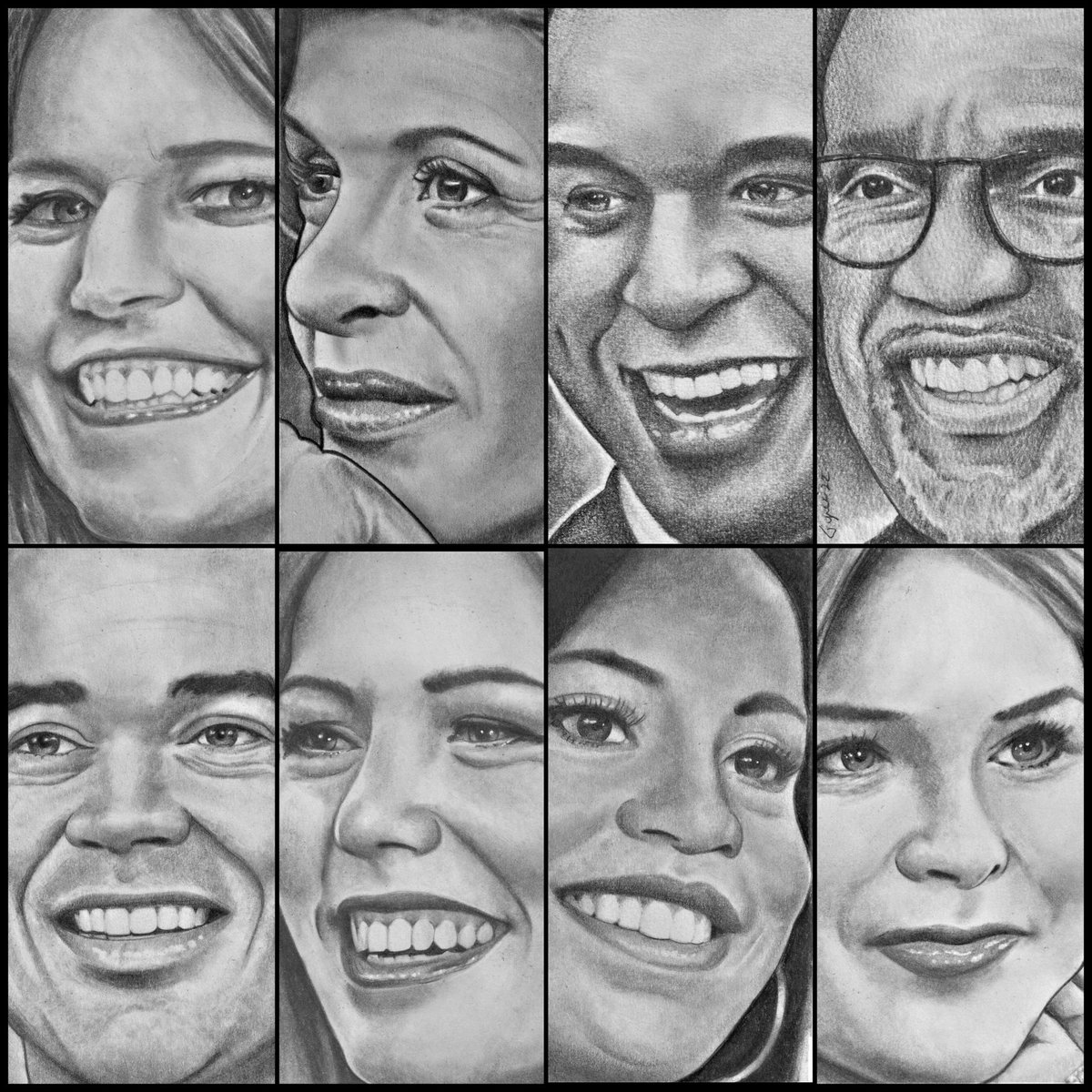 Waited 2+ hours in the cold rain on the <a href="/TODAYplaza/">TODAY Plaza</a> to give <a href="/TODAYshow/">TODAY</a> cast their drawings but didn't happen.  That's showbiz. Thank you @kevinschatell for your help and handing them out.  I hope they like them. #TodayShow #pencilportrait #art