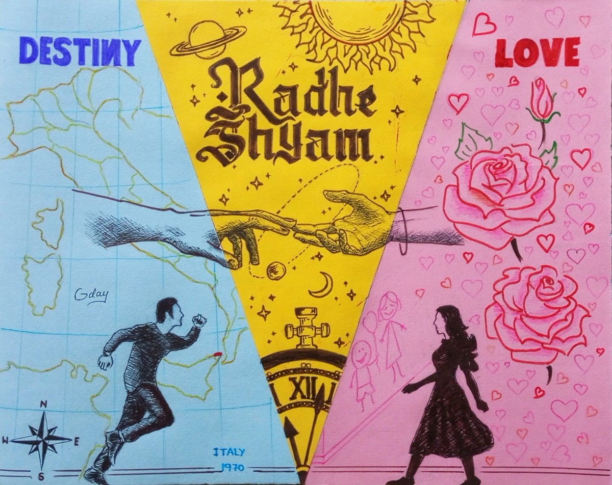 udaykiranjay's tweet image. Theme of RadheShyam. Decode the details. 
Art by - @udaykiranjay

@director_radhaa @UV_Creations @hegdepooja #RadheyShyam #RadheShyamOnMarch11th #Prabhas #RadhaCameron #Love #Destiny #IndianCinema