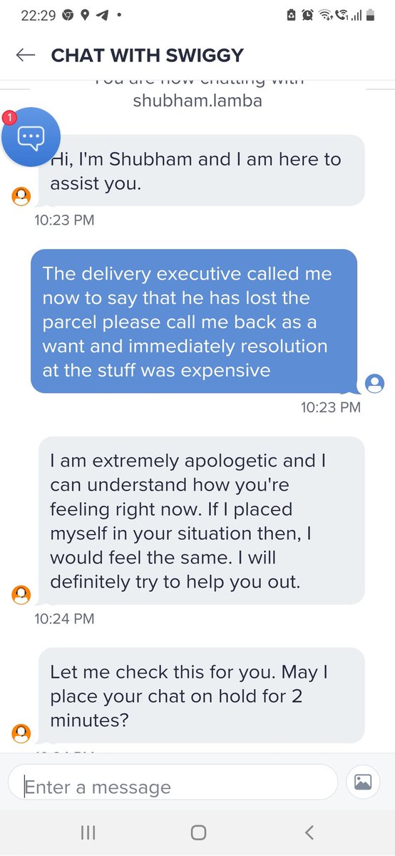 grovervj's tweet image. Dear @SwiggyCares @swiggy_in @SwiggyTech I sent parcel using #Genie  and delivery person says he has lost it. Have been reaching out to customer service and say we can't call back only email or chat.
Kindly suggest what do u expect me to do after losing 20000 worth material.