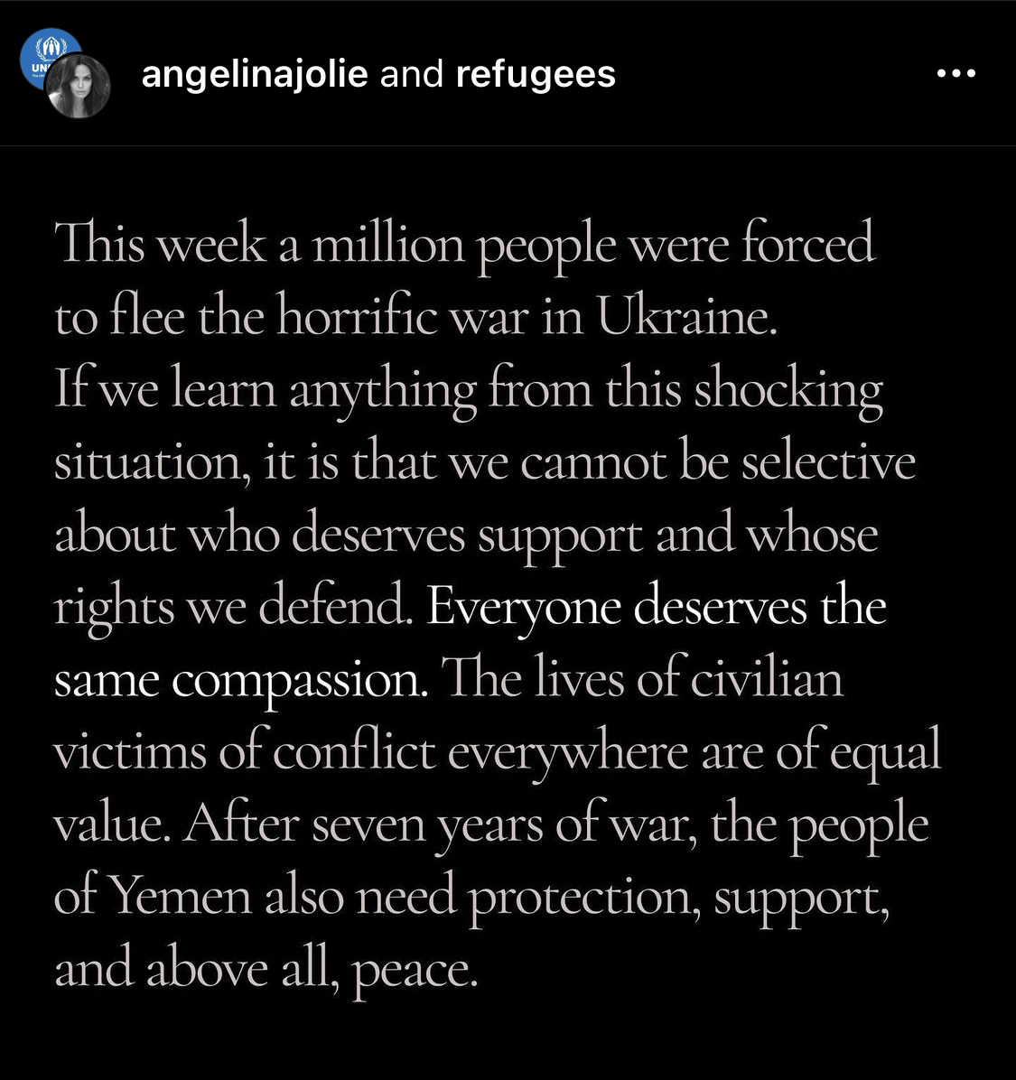equalityleagues's tweet photo. "Everyone deserves the same compassion. The lives of civilian victims of conflict everywhere are of equal value." Angelina Jolie made that plea for the people of Yemen and we respectfully include the people of Afghanistan. #opendoorstohumanity #supportafghanathletes https://t.co/FQrmpYwVsV