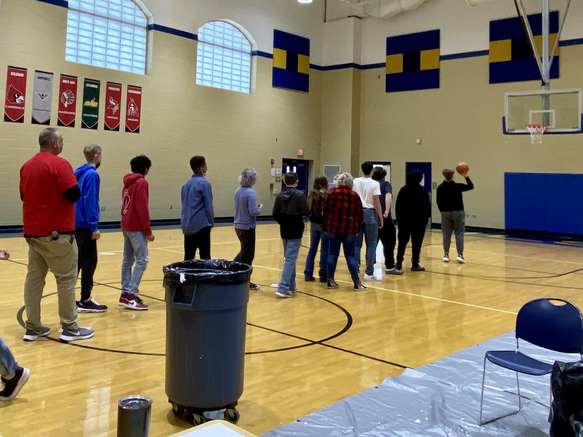 johnston_math's tweet photo. We are $22 dollars short of raising $3,000 for St. Jude’s and the day isn’t over! More prizes, more pies to the face and a little round ball competition! @Hamilton_WMS #BigBlueOnTheMove https://t.co/E39Z9Nv0QF