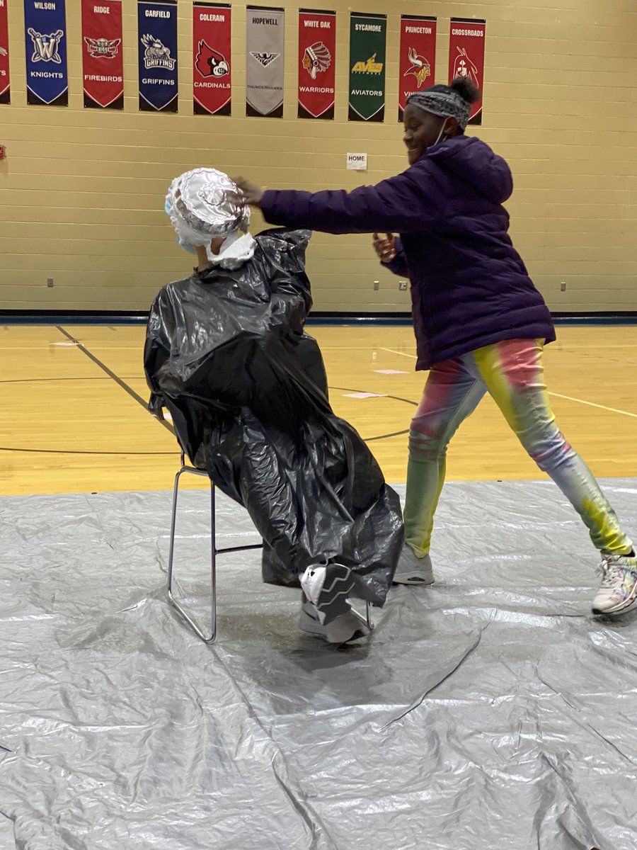johnston_math's tweet photo. We are $22 dollars short of raising $3,000 for St. Jude’s and the day isn’t over! More prizes, more pies to the face and a little round ball competition! @Hamilton_WMS #BigBlueOnTheMove https://t.co/E39Z9Nv0QF