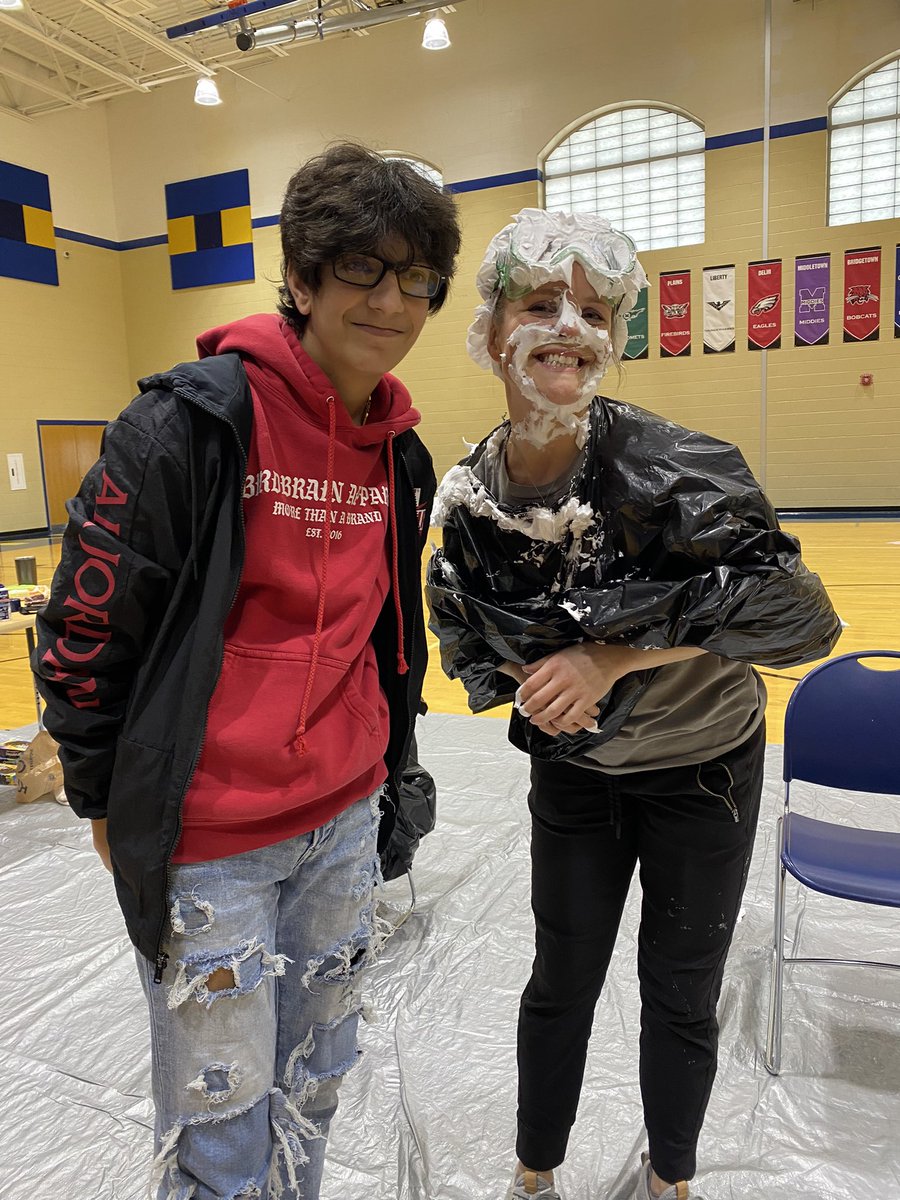 johnston_math's tweet photo. We are $22 dollars short of raising $3,000 for St. Jude’s and the day isn’t over! More prizes, more pies to the face and a little round ball competition! @Hamilton_WMS #BigBlueOnTheMove https://t.co/E39Z9Nv0QF