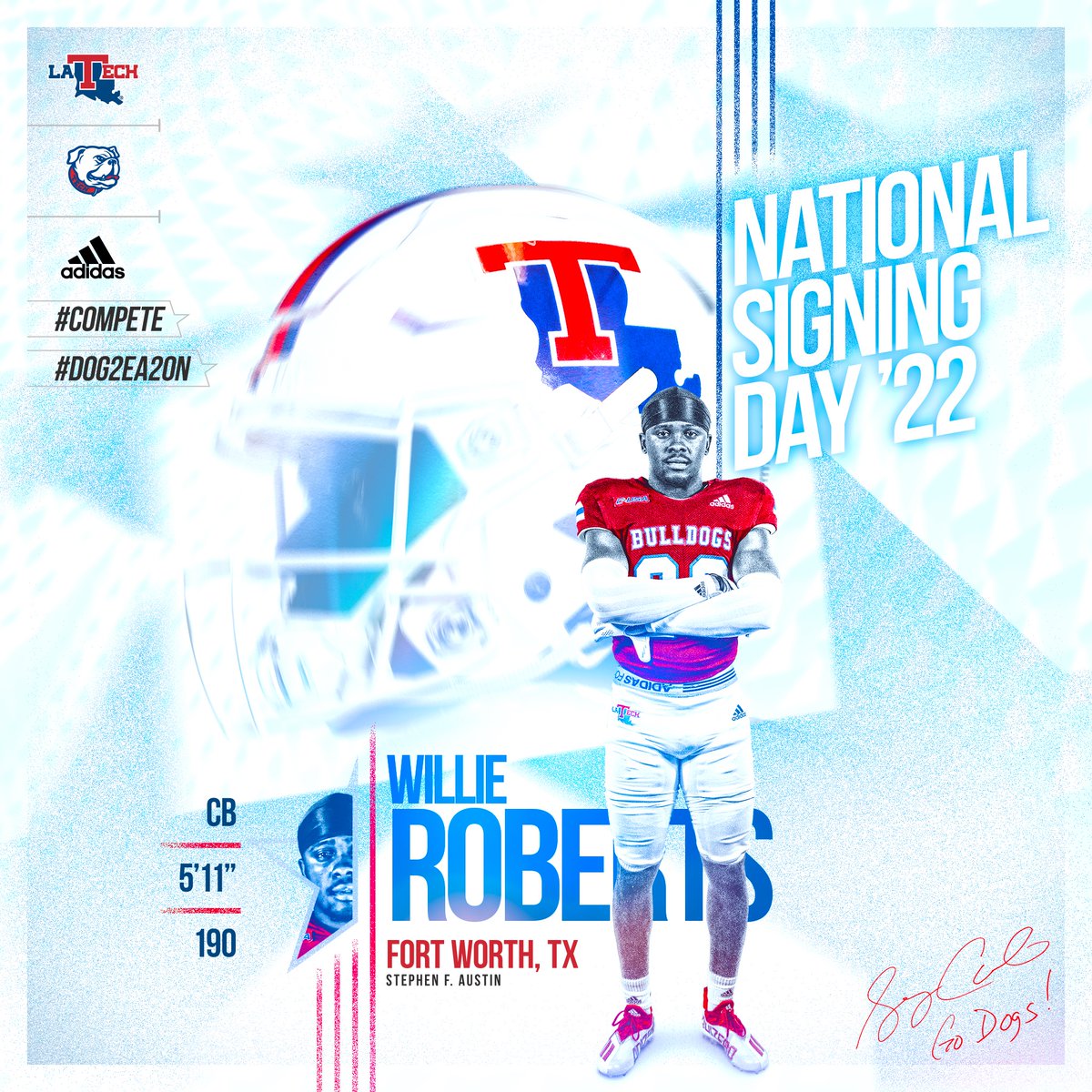 LATechFB's tweet photo. Welcome to the Dog Brotherhood, Willie Roberts!
Player Bio: https://t.co/jcaZLMq0uK
2022 Signee Roster: https://t.co/GdOWBfji8B
#Compete #resuLTs #DOG2EA2ON https://t.co/AVOZsfaBwE