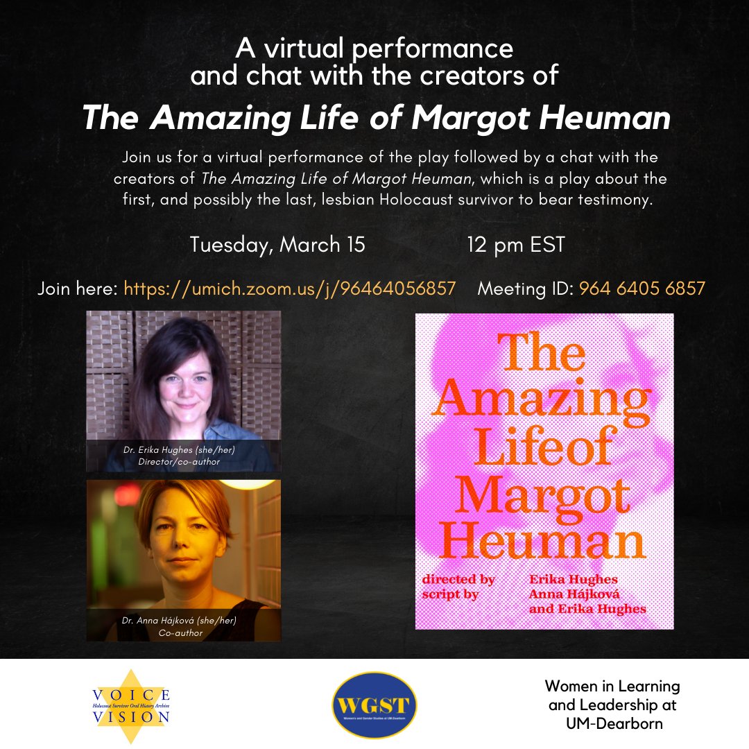In collaboration with the Women's and Gender Studies Department and Women in Leadership and Learning (WILL), we will be hosting a virtual performance and chat with the creators of The Amazing Life of Margo Heuman. Details below!