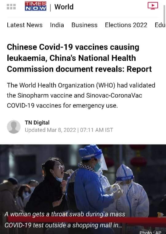 Chinese Covid-19 vaccines causing leukaemia, China's National Health Commission document reveals: Report

Link 👇👇👇

timesnownews.com/world/chinese-…
