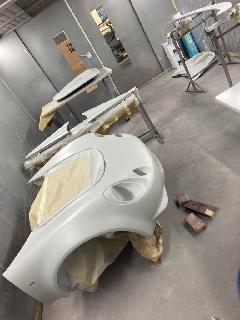 classiccarguru1's tweet photo. This afternoon the #Imagineered https://t.co/902MLRnJlh splash/mudguard winglet bucks have had a coat of high build primer
They will be prepared &amp; painted here @DowsettsCars with all the care we give our composite restorations to produce flawless surfaces ready for mould making😎 https://t.co/cyeSb3itMw