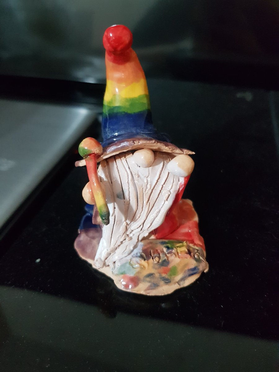 GeorgiaRees26's tweet photo. Recent pieces I have made at my local pottery class and i'm no where near done , pride wizard with wand (1), Pansexual pride wizard, and one of my faves my progress pride flag wizard with rainbow crystal staff and pink butterfly 💖🏳️🌈 xx #Pottery #potteryproject #LGBTQIA #Pride https://t.co/fJBtFTtVbf