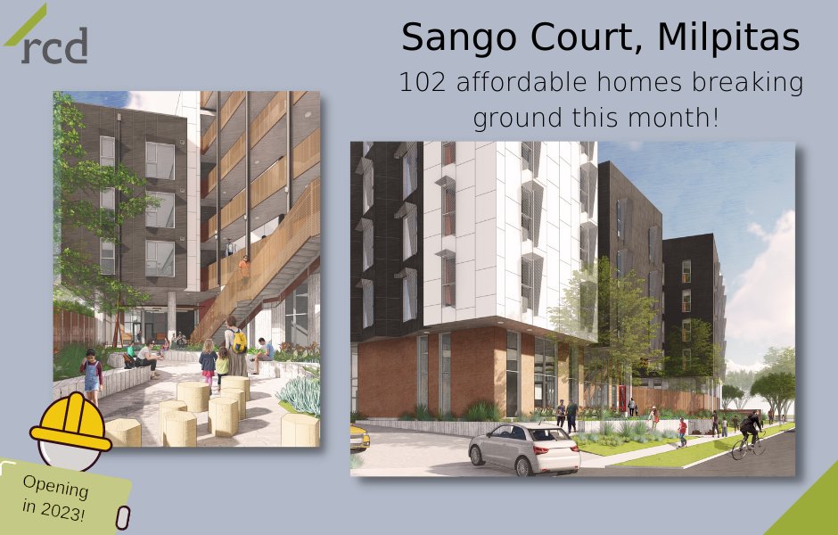 RCDHousing's tweet photo. Sango Court in Milpitas has broken ground! Our newest community in the South Bay is also our 1st modular development. Once completed, this 100% affordable housing community will provide 102 new homes, including 40 dedicated as permanent supportive housing. https://t.co/CBpTRquwXL