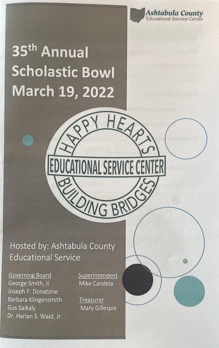 ashtabula_esc's tweet photo. The 35th Annual Ash. Co. Scholastic Bowl Tournament will be held March 19 at 9am at Grand River Academy. Come support these local teams as they compete for the 2022 Scholastic Bowl Champion title. Good luck to all! https://t.co/dXDE57At2a