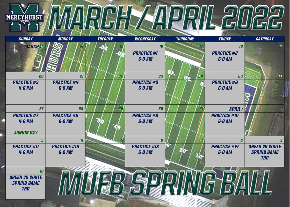 MercyhurstFB's tweet photo. Laker Nation!!

Spring Ball Schedule is Officially Set!
Big Time Junior Day set for 3/27!
Green/White Game set for 4/9 or 4/10!

Letttttsssss Gooooooooo!!!!!

#LsUpAnchorDown☘️⚓️ https://t.co/1uDDzu01Rk