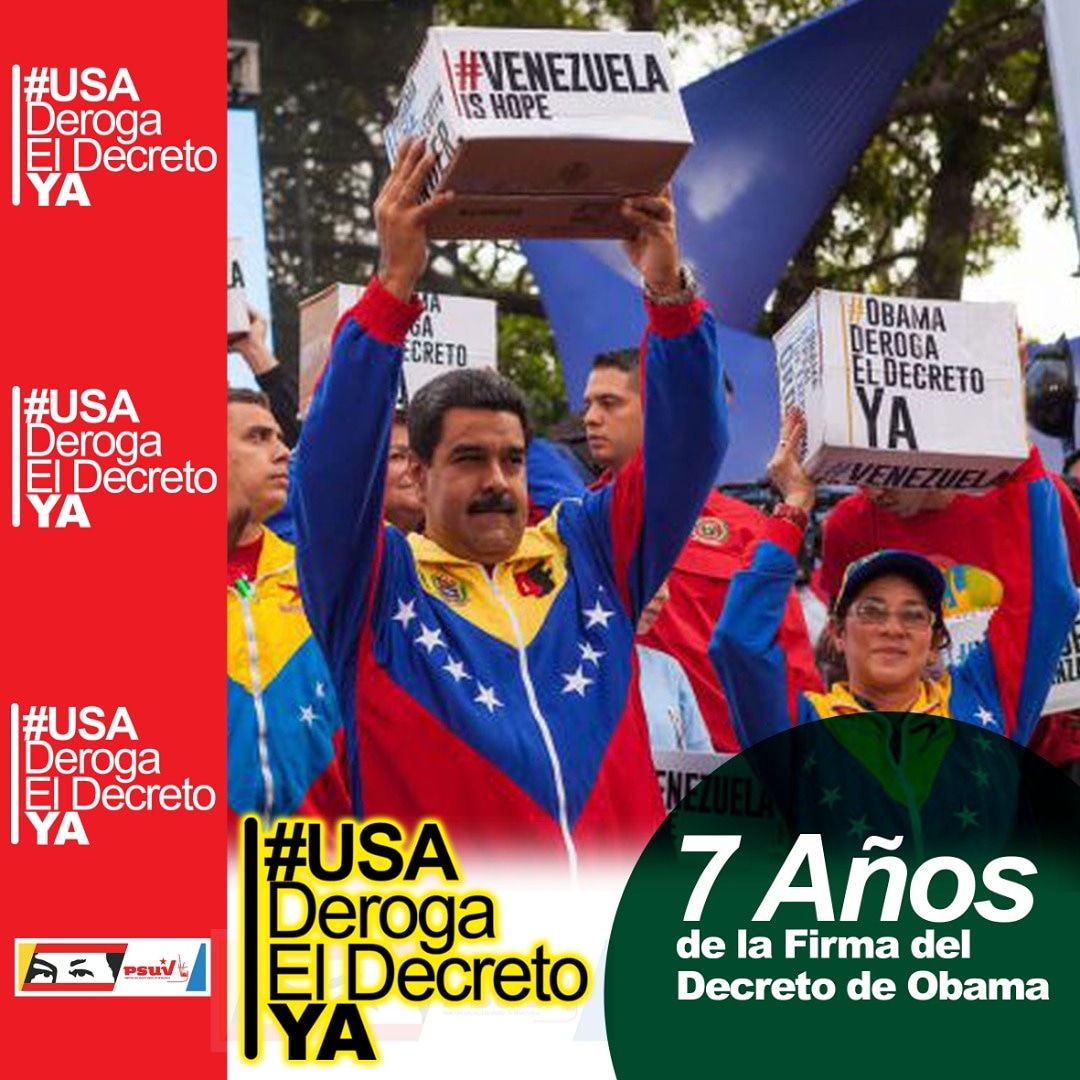 Venezuela, como país soberano y miembro de la ONU, condena y rechaza estos métodos de chantaje contra los pueblos y gobiernos que desarrollan una política de justicia social, soberana, independiente a los centros de poder del mundo.

#USADerogaElDecretoYA