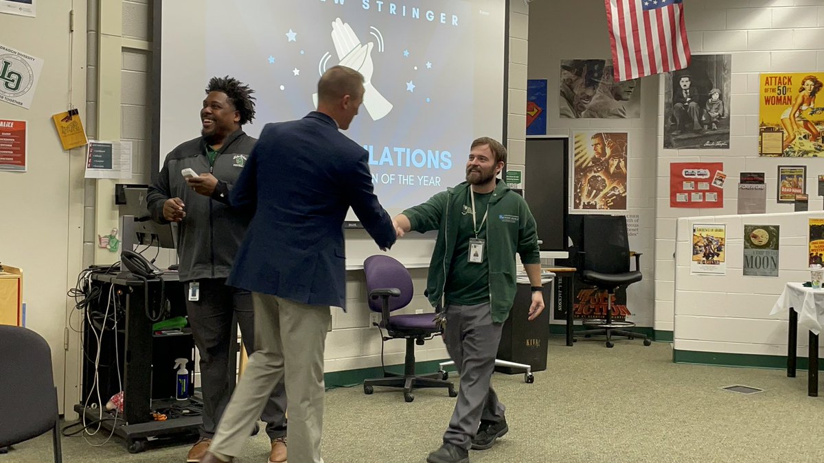 LkOrionHS's tweet photo. We are proud to announce our Support Person of the Year is Matthew Stringer, our daytime Head Custodian. Thank you for your tireless effort and support. #AlwaysLakeOrion #NoEasyButton https://t.co/DoeeZgzlqJ