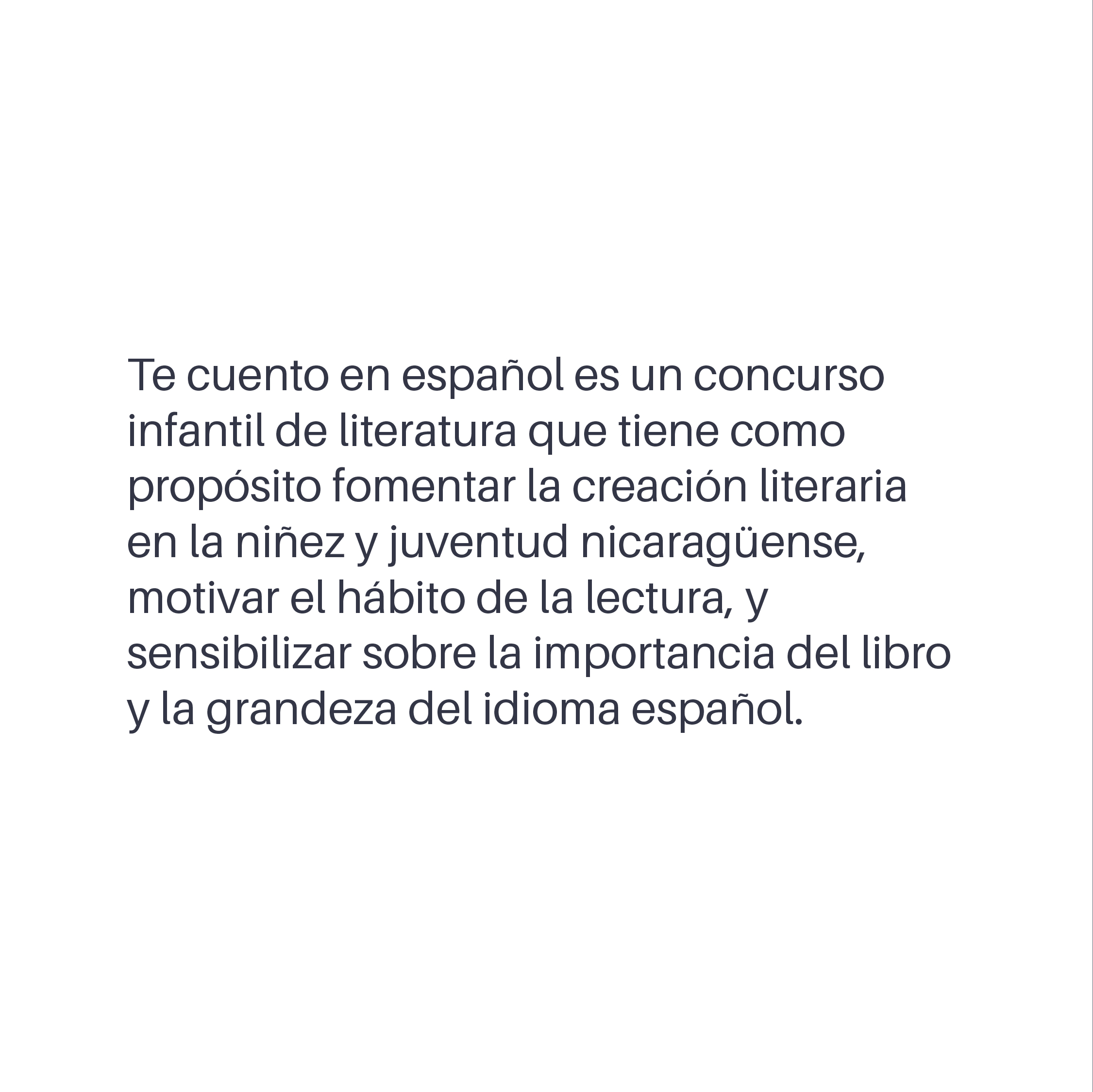 abrazo Hacia atrás Endulzar Centro Cultural de España en Nicaragua on Twitter: "#Convocatoria |  Entramos a las últimas 2 semanas de recepción de obras participantes en el  concurso infantil 𝐓𝐞 𝐜𝐮𝐞𝐧𝐭𝐨 𝐞𝐧 𝐞𝐬𝐩𝐚ñ𝐨𝐥 2022. Estamos  recibiendo