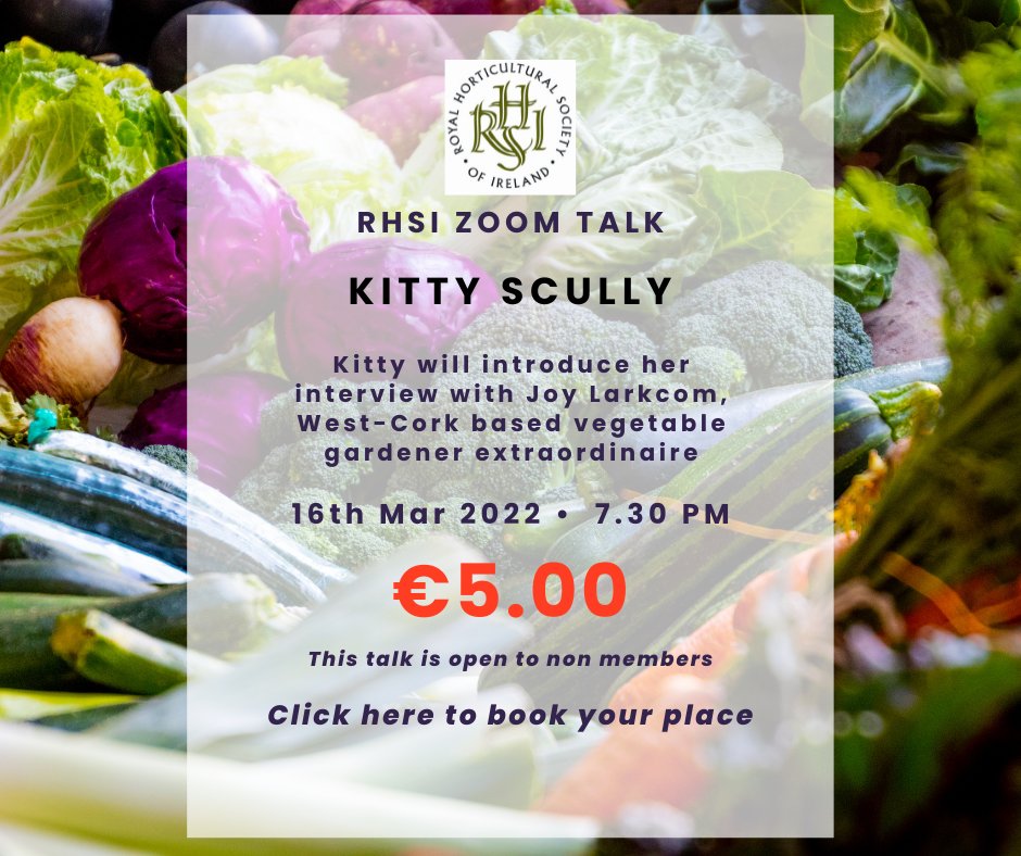 March 16th Zoom talk, Kitty Scully is going to introduce her recent interview with the legendary queen of veg growing, Joy Larkcom. This is a free event for members but non members are welcome and can purchase a ticket by clicking here pay.easypaymentsplus.com/feepay1v2.aspx…