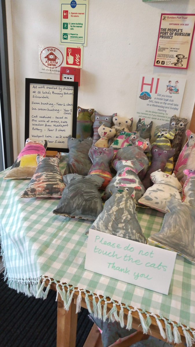 StLukes_ST5's tweet photo. The children's art at St Luke's is now being showcased at Westport Lake. There are examples of:
Year 2 - Ice cream bunting
Year 3 - Cat Cushions based on the work of the artist Kate Windsor
Year 4 - Swan bunting
Year 5 - Westport Lake as it was
Well done to all involved. https://t.co/9THbeGSBp9