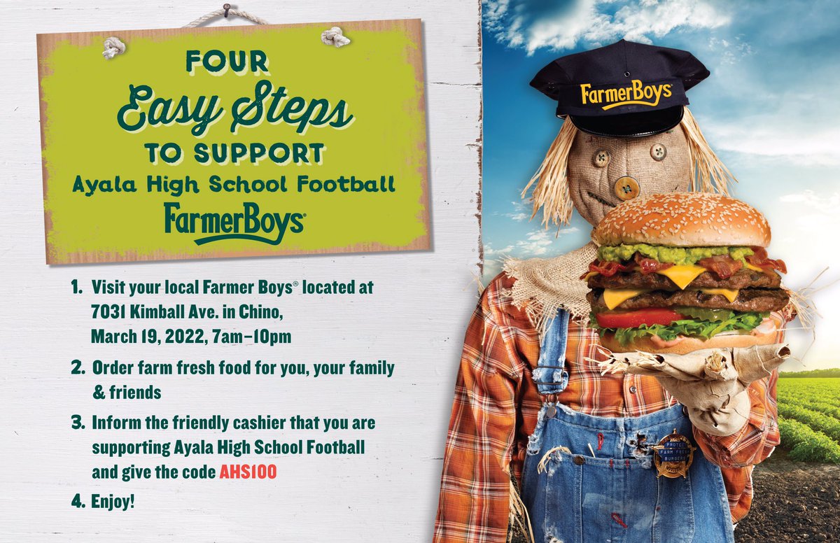 A.J. Gracia (@coachajgracia) on Twitter photo Ayala Football Fundraiser! Hope to see everyone there Saturday, March 19th. Use the code AHS100 <a href="/AyalaHSAthletic/">Ayala HS Sports™️</a> <a href="/AyalaHSAthletic/">Ayala HS Sports™️</a> <a href="/ChinoChampion/">Chino Champion</a> Ayala Football Fundraiser! Hope to see everyone there Saturday, March 19th. Use the code AHS100 <a href="/AyalaHSAthletic/">Ayala HS Sports™️</a> <a href="/AyalaHSAthletic/">Ayala HS Sports™️</a> <a href="/ChinoChampion/">Chino Champion</a>