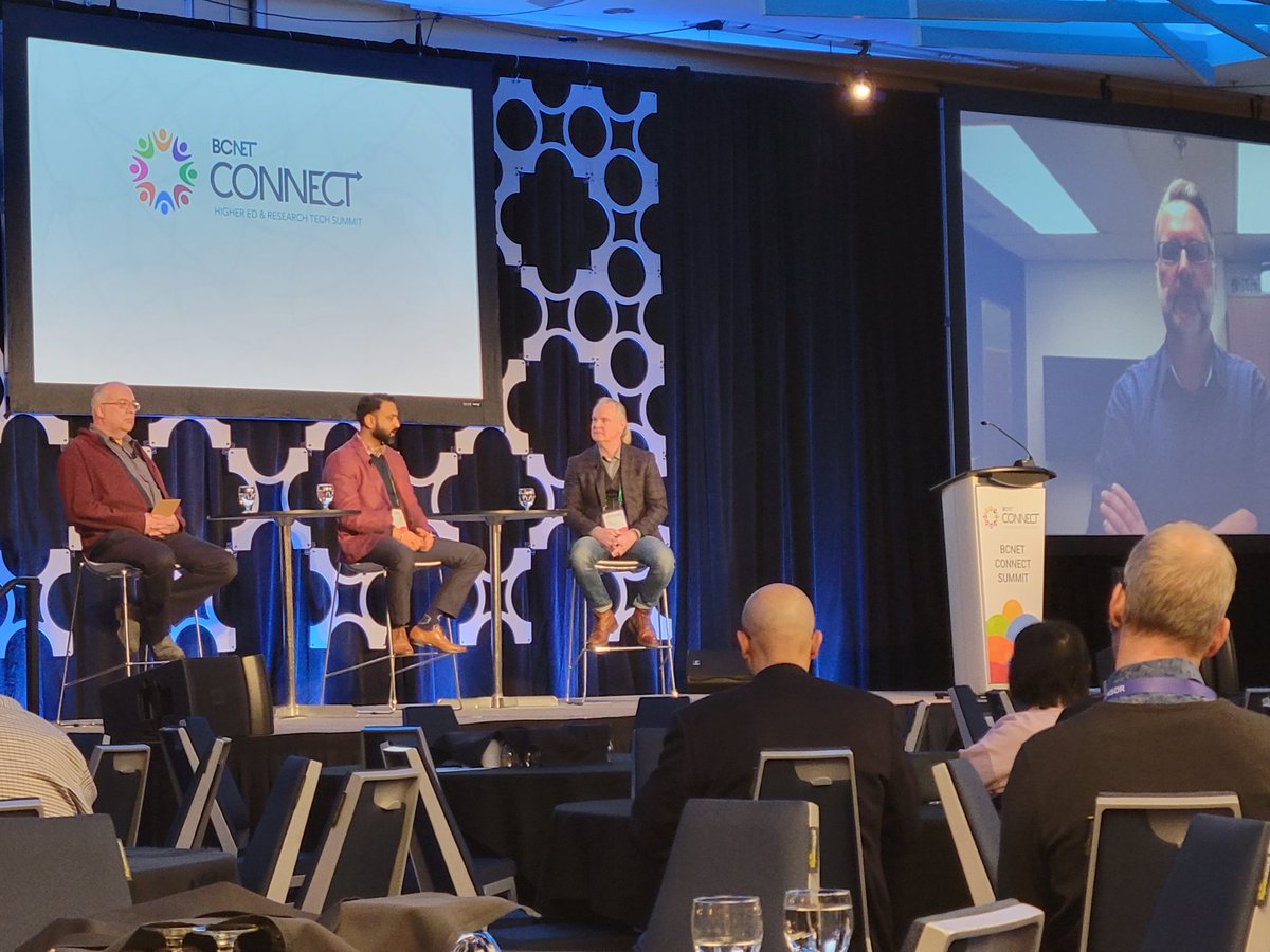 CANARIE_Inc's tweet photo. Learning from the chief information security officers at @bcit, @UofT,@UBC, and MRnet. Managing risk, information security, and #cybersecurity are all integral to delivering quality higher education in Canada. #BCNET2022 https://t.co/XelFitamGy