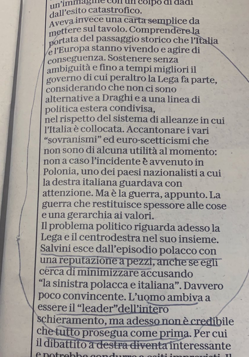 OGiannino's tweet photo. Sulla figuretta rimediata  da Salvini al confine Polonia-Ucraina la penso come Stefano Folli. Ma ho parole meno alate. Ha solo aggiunto un nuovo mattone al suo automononumento di leader politico ricordato per non aver mai potuto governare ITA https://t.co/R79pFKYeGf