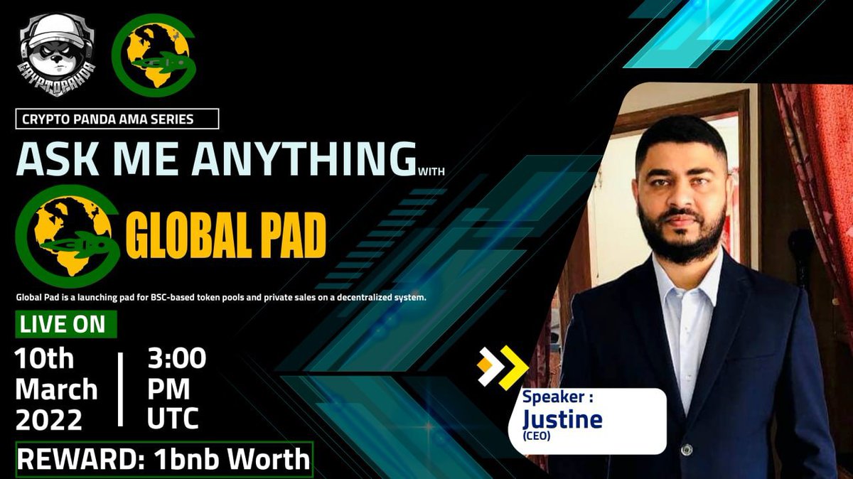 CryptoPanda_gl's tweet photo. Crypto Panda will host #AMA With Global Pad 10th March   2022 at 3 : 00  PM UTC  Reward pool : 1 bnb worth

@panda_airdrop24
@Globalpad_io

Must Must Like, Retweet, follow  &amp; Tag 3 Person project Twitter. [ MAX 10 QUSTION ] https://t.co/c1UKnqZXg4