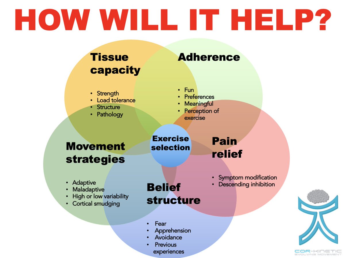 CorKinetic's tweet photo. REHAB EXERCISE PRESCRIPTION 

Firstly exercise prescription is a lot messier than we like to admit &amp; only gets more so in the presence of pain

We often need to realise that the 'prescription' is just the start of a process for the individual we are applying it to

1/thread https://t.co/bmYZFRep9g