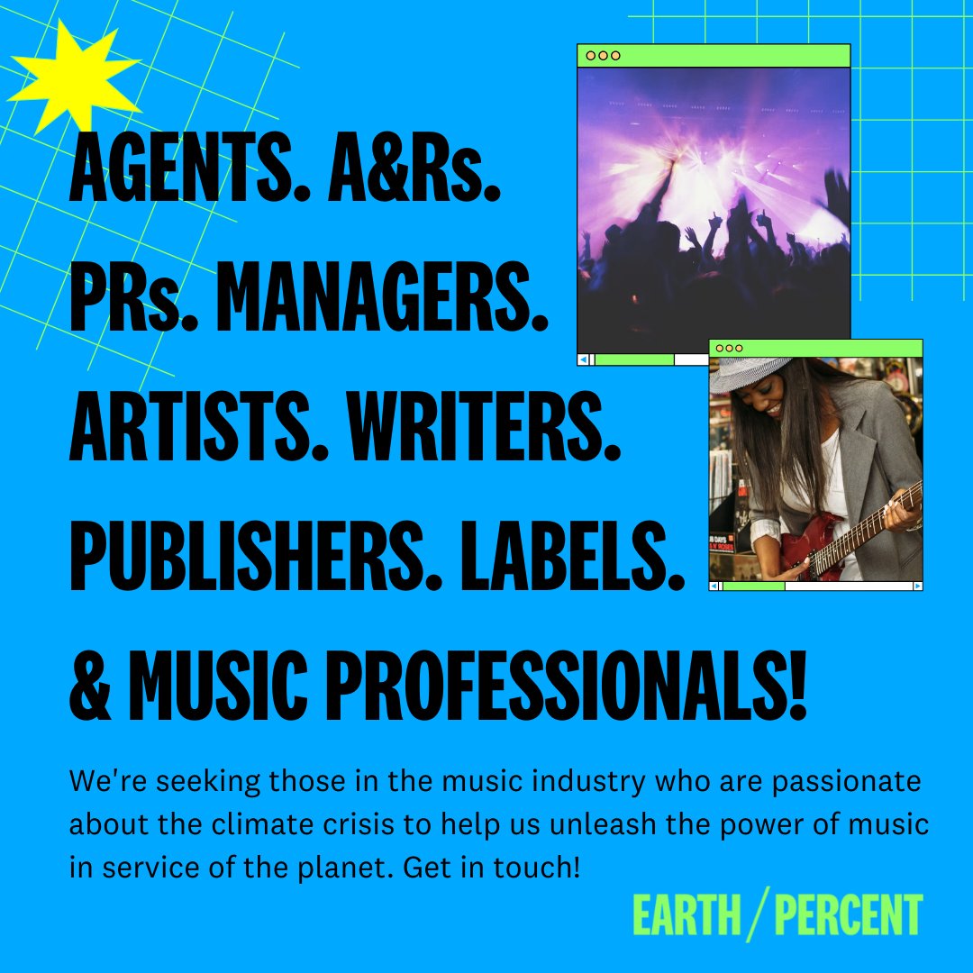 earthpercentorg's tweet photo. We RAISE money from the music industry to FUND the most impactful orgs tackling the #climateemergency. 

If you're a #MusicProf &amp; want to support our mission - send an email telling us a little about yourself: hello@earthpercent.org https://t.co/DP7ZPVlypU