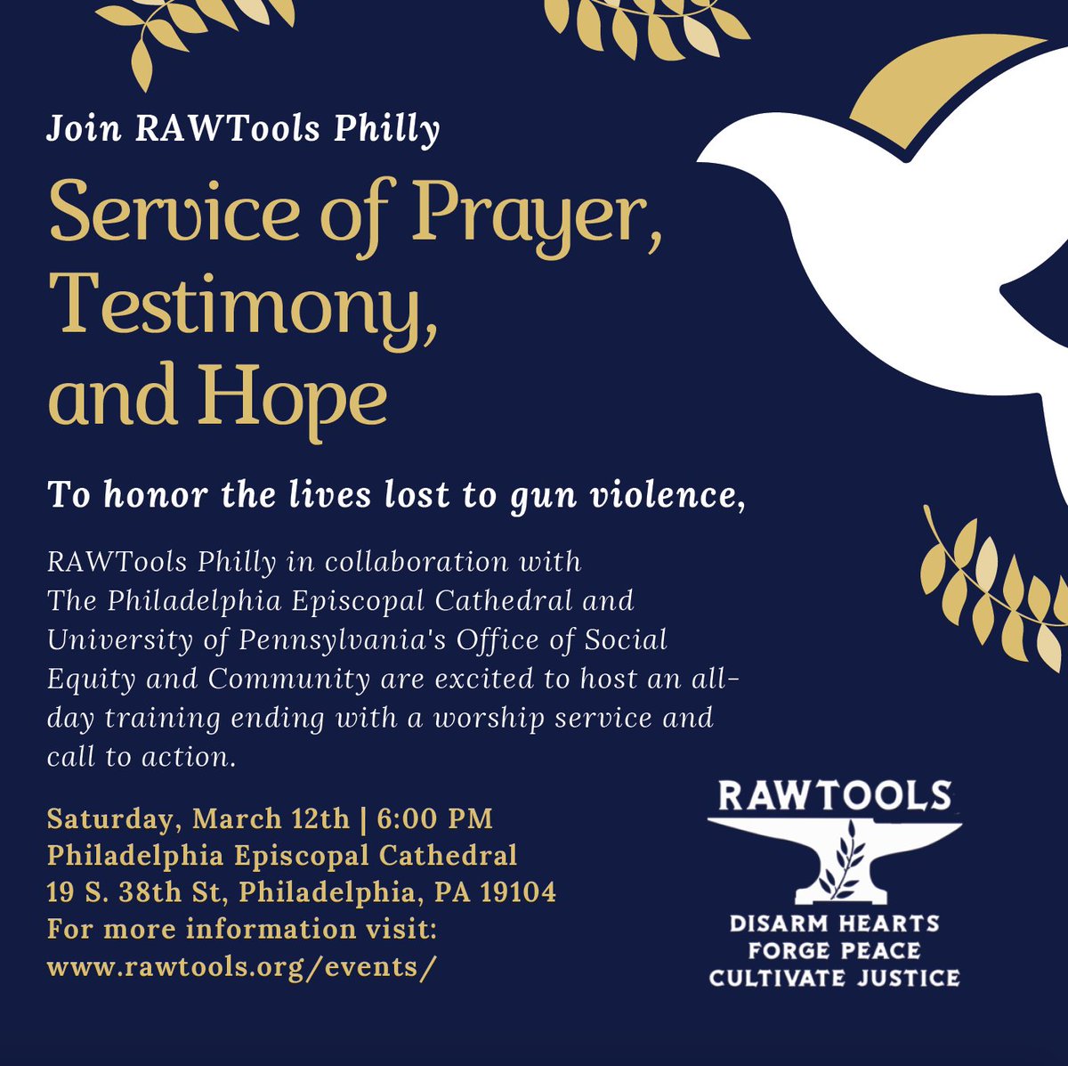 SECPenn's tweet image. Join us this Saturday, March 12th. RAWTools Philly will host a special event in response to the record number of gun deaths in Philadelphia and across the country. for more info visit rawtools.org/events