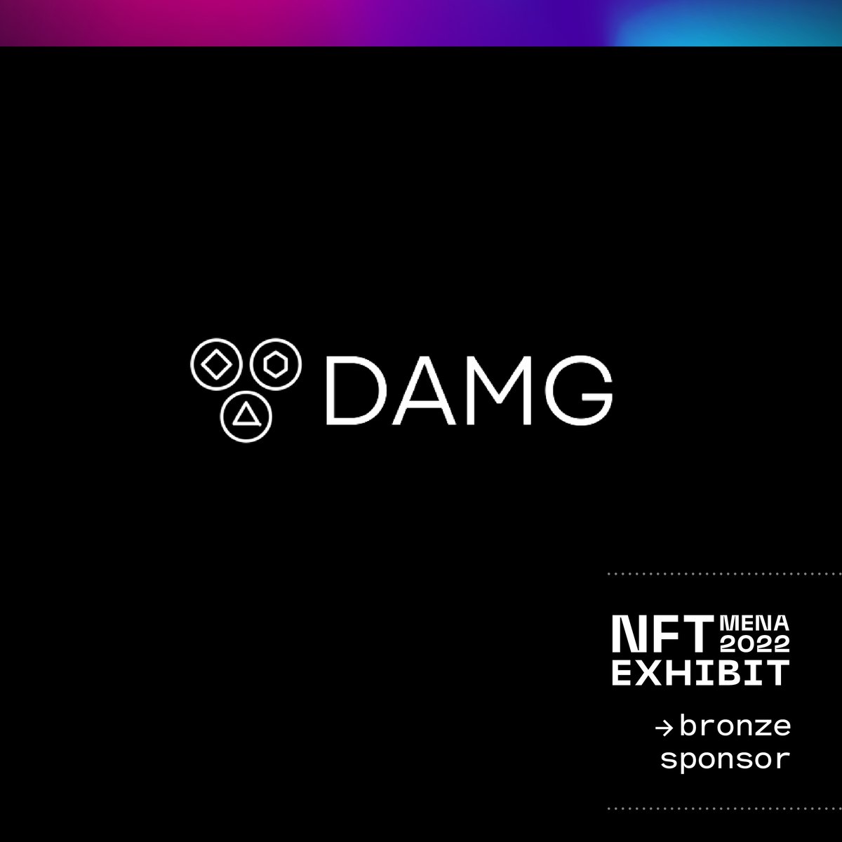 We're happy to announce @damghq دَمْجْ as one of our sponsors for the NFT MENA 2022 Exhibit.🎉

Don't miss out, register now through the link in the bio!
#nfts #nft #nftart #Bahrain #metaverse #digitalartist #artgallery #design #blockchain #cryptocurrency #exhibition