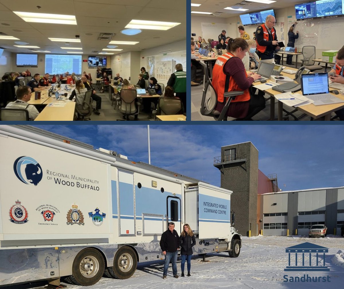SandhurstLeader's tweet photo. What a great way to mark the first day of lifting Covid restrictions in Alberta! On March 1st, we facilitated an exercise for @RMWoodBuffalo based on a wildfire scenario. The large turnout from the municipality &amp; partners showcased how seriously emergency preparedness is taken. https://t.co/sIUayrzgKD