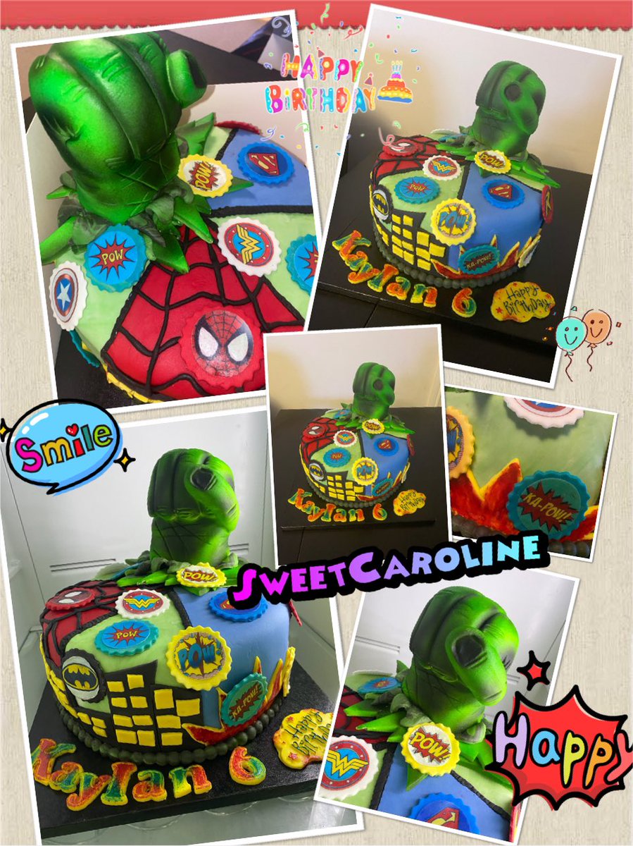 SweetCarolineKM's tweet photo. I had so much fun marking this one 🥳 #SuperHeroes #marvel #cake #tasty #delicious #fun #funcake 
🦹🏻‍♀️🦸🏼 #happybirthday #birthdaycake 💙💛 https://t.co/calsgu0bOs