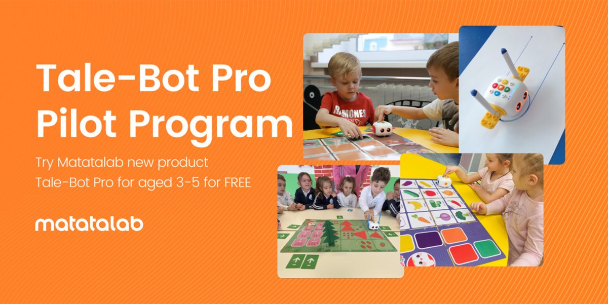 MatataStudioEDU's tweet image. 🤖️The Pilot Program is to experiment with the use of the new product Tale-Bot Pro with active engagement of the Future Classroom Lab. 

👀Explore the all-new Tale-Bot Pro through Matatalab Pilot Program and sign up here: bit.ly/3MqAD73

#PilotProgram #TryMatatalab