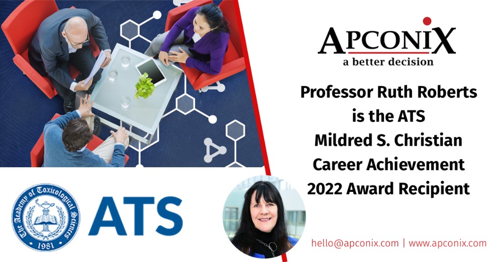 bit.ly/ApconiXMildred… The award is conferred upon an ATS Fellow who has clearly demonstrated a lasting impact on toxicological sciences. Ruth has been active in ATS since she joined as a fellow in 2005 and was President of the organisation from 2018 to 2019 #DrugDiscovery