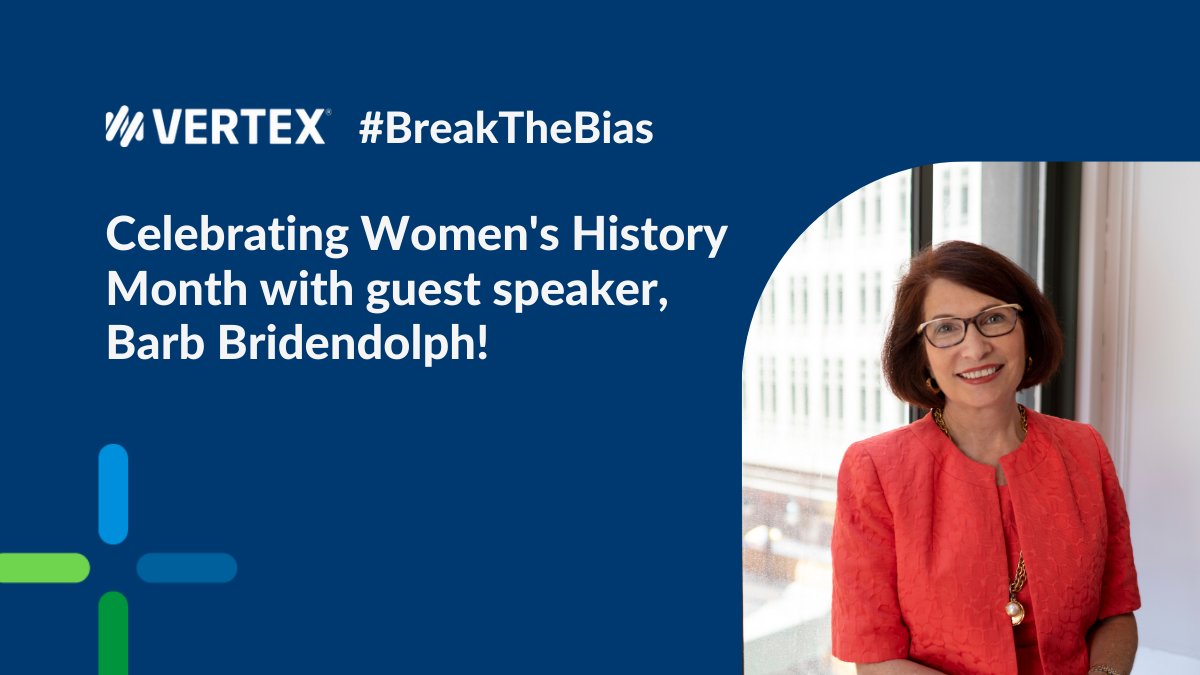 vertexinc's tweet photo. We are excited to share that our second event celebrating #WomensHistoryMonth will be 3/15, where we will be joined by Barb Bridendolph, CEO of Crenshaw Associates. Barb will share her experience with how she has helped to #BreakTheBias during the span of her career. https://t.co/qZBPbcC1UB