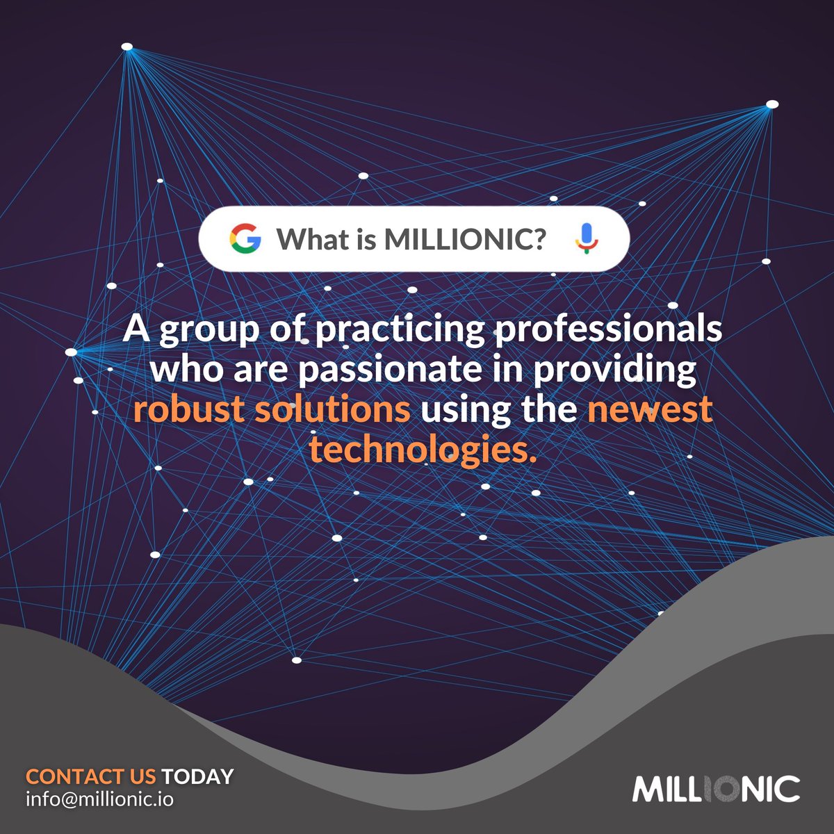 MillionicIO's tweet photo. Millionic is a group of practicing professionals who are passionate in providing robust solutions using the newest technologies. Our Research team is dedicated to finding emerging technologies and solutions in order to help us provide you leading solutions. https://t.co/Uf1g9dYuxW