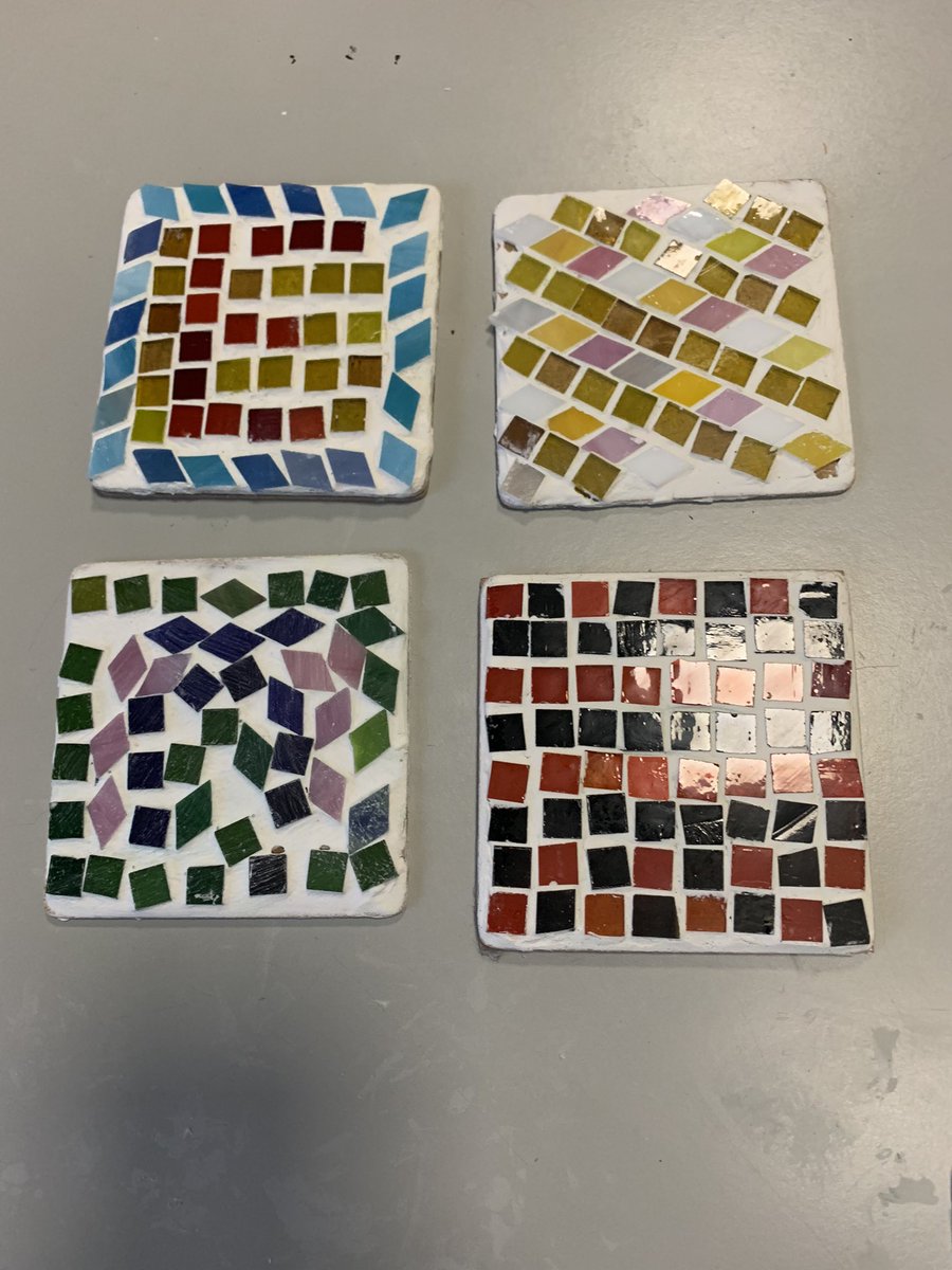 Mrscooneystvin's tweet photo. So proud of Art enrichment today for working so hard on their mosaic coasters and mugs. Can’t wait to have a cup of tea next week. Shout out to Miss Burns for her amazing painting of a flamingo. We all want one! @StVincentsL12 @louisecrawfordI @lydiaveach_ https://t.co/dFrSp1XiyR