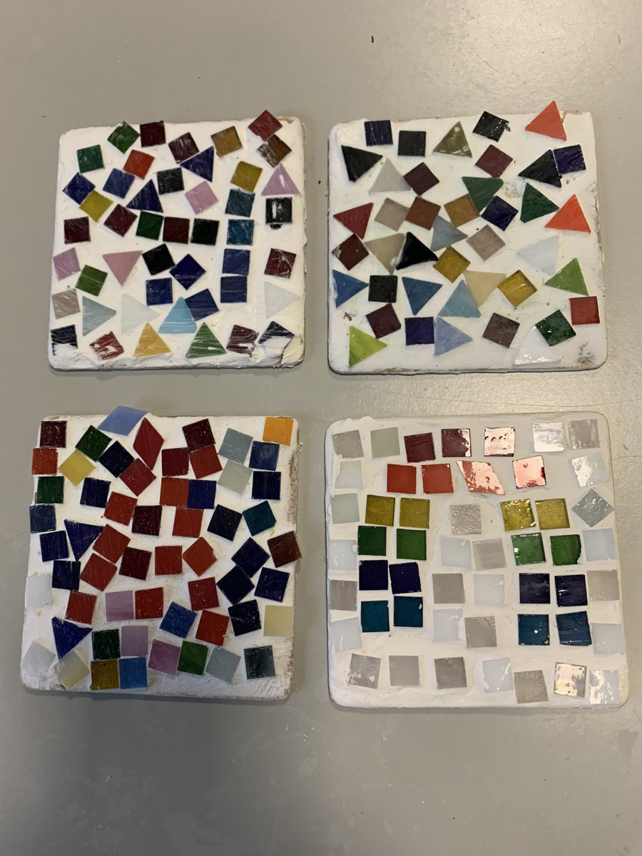 Mrscooneystvin's tweet photo. So proud of Art enrichment today for working so hard on their mosaic coasters and mugs. Can’t wait to have a cup of tea next week. Shout out to Miss Burns for her amazing painting of a flamingo. We all want one! @StVincentsL12 @louisecrawfordI @lydiaveach_ https://t.co/dFrSp1XiyR