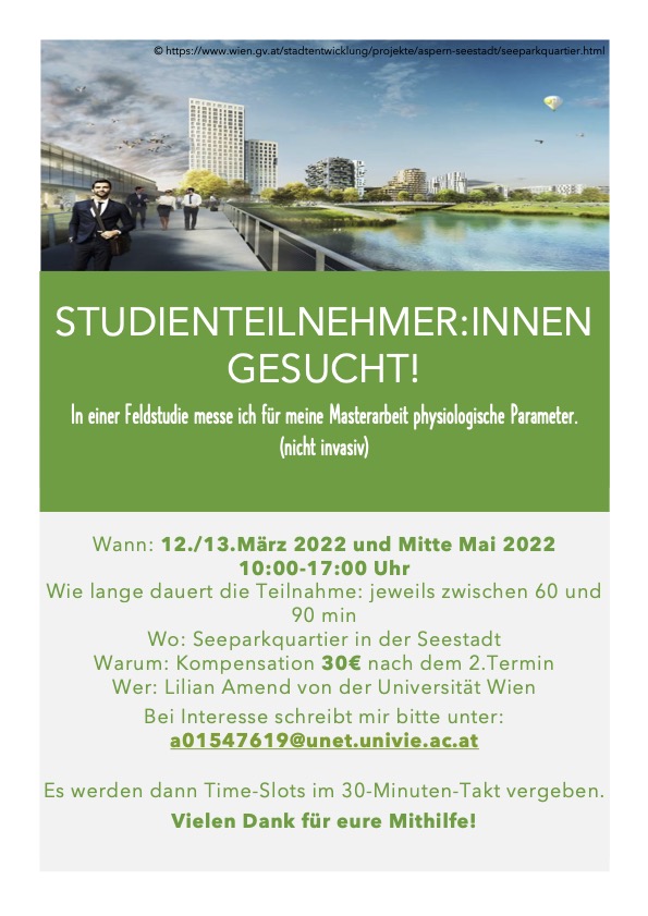 Unterstützt meine Master-Studentin als Teilnehmer:innen! 12. oder 13. März! Vielen Dank!