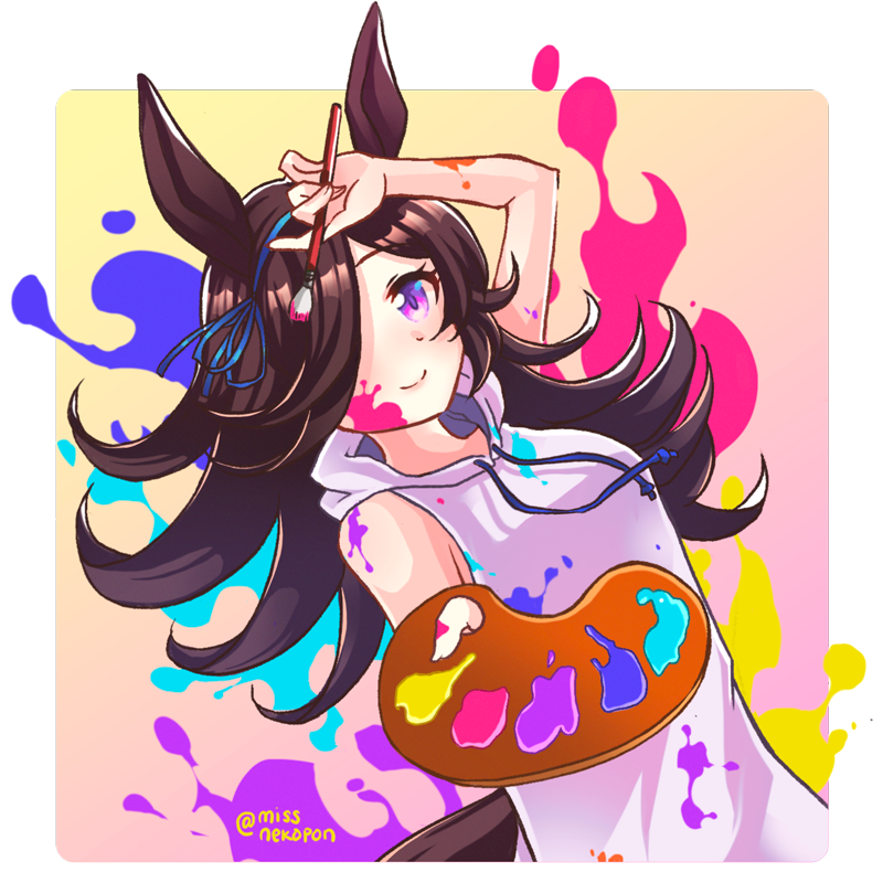 Nekopon Envtuber Love The Umamusume And Namco Collab Design Of Riceshower She Looks So Happy With Her Paints Had To Draw This Precious Moment Of Her Painting ライスシャワー