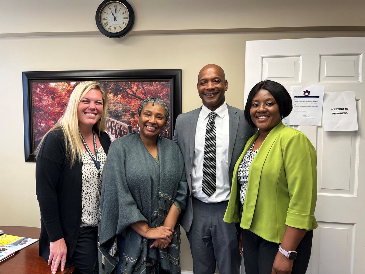 AUOutreach's tweet photo. Global Community Day Planning Committee led by Elizabeth I. Quansah, Director, Outreach Global (right) with Allison Duke, City of Opelika's Community Relations Spec, Venus Hewing, Coordinator, Outreach Partnerships &amp; Initiatives, &amp; Clarence Stewart, Asst. Chief of Police, Auburn. https://t.co/V006nKbvTp