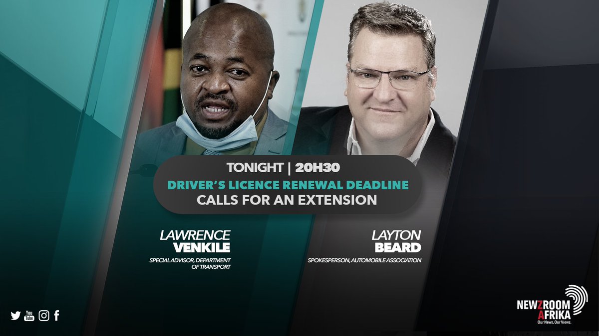 Newzroom405's tweet photo. [COMING UP] Lawrence Venkile - Special Advisor at the Department of Transport and Layton Beard - Automobile Association Spokesperson will be on #InFocusOn405 this evening at 20h30.

#Newzroom405 https://t.co/KLVqwG25va