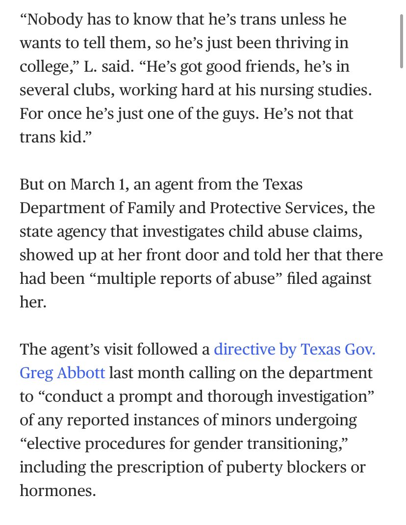 Mike_Hixenbaugh's tweet photo. It’s stunning to see politicians weaponize a state agency that has the power to strip children from their parents.

Must read reporting by @JoYurcaba. https://t.co/hRncrgPhf9