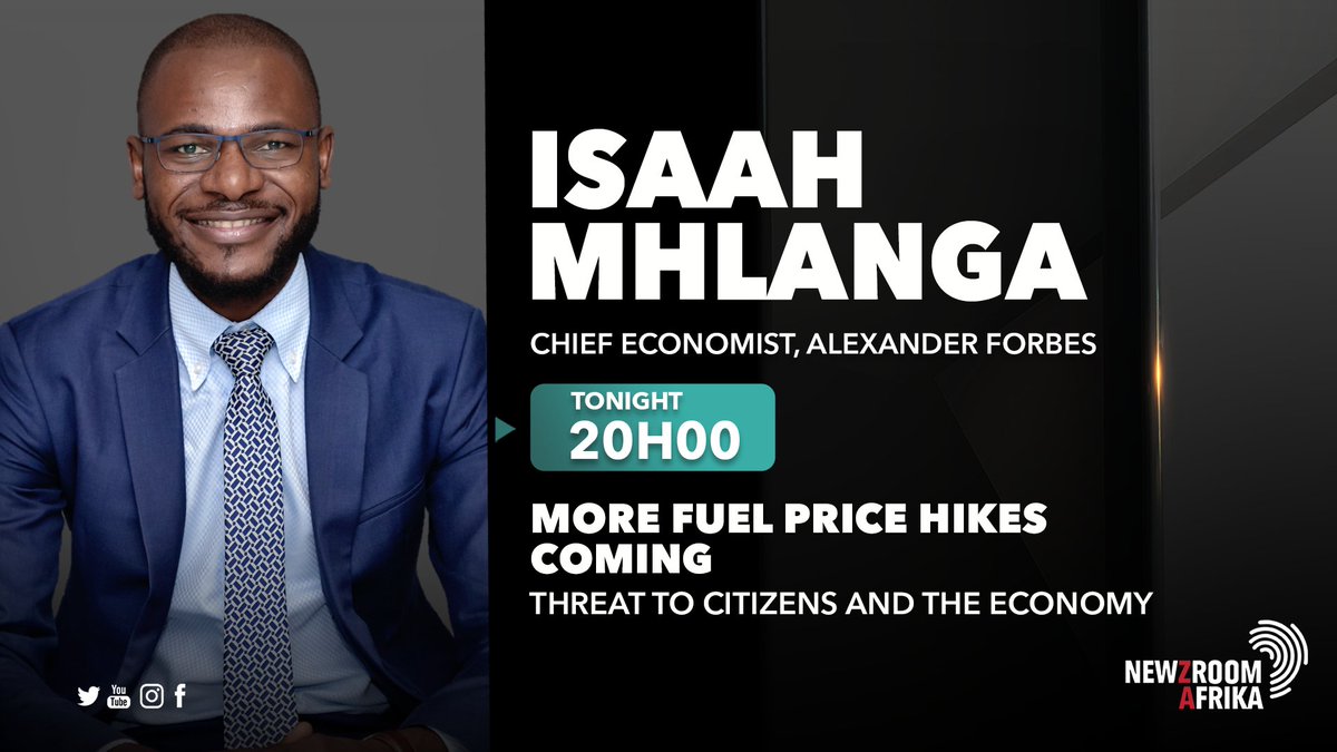 Newzroom405's tweet photo. [COMING UP] Isaah Mhlanga - Chief Economist at Alexander Forbes will be on #InFocusOn405 this evening at 20h00.

#Newzroom405 https://t.co/0r2nSIaB94