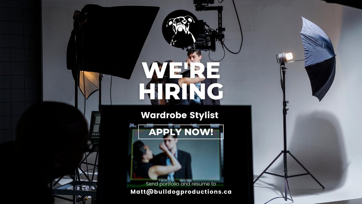 Any Wardrobe Stylists looking to join a great team to help with some exciting projects in the spring?! We're Hiring! Please send your portfolio, rate requirements, and your work process to: 
matt@bulldogproductions.ca <- 
// Location: Toronto/Ontario/Canada