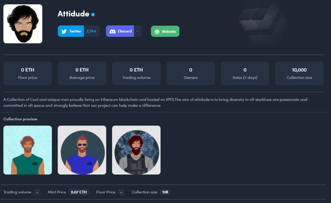 We have just listed @AttidudeNft on NFTFeed! 🔥

nftfeed.app/ethereum/proje…

#Ethereum #ethereumNFT #nft #EthereumClassic