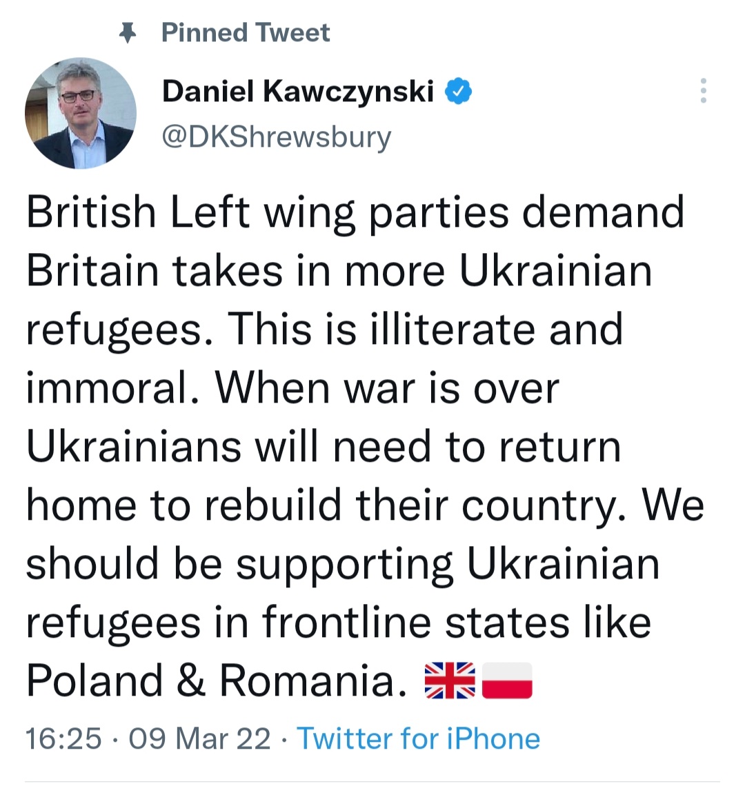 NedClatter's tweet photo. Below is a screen shot of #DanielKawczynski most recent tweet. 

Does this represent the majority view of #Shrewsbury of residents? 

#NotInMyName #ShrewsburyDeservesBetter https://t.co/OZAK31YMXv