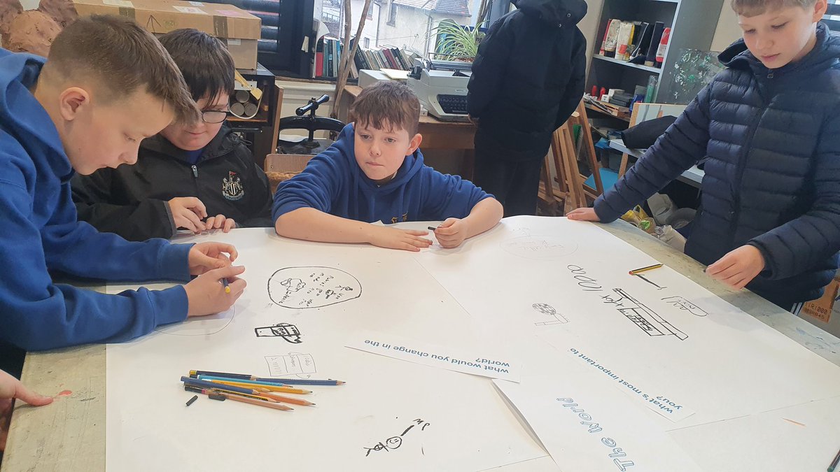 MissW__'s tweet photo. Our Primary 7s had a great day at @Room13Int today. It was great to get back in the studio with Richard. We were looking at how we would like to improve our local community and wider world. The children have some wonderful ideas. #Globalcitizens @Caol_Primary https://t.co/D40lYZwSjh